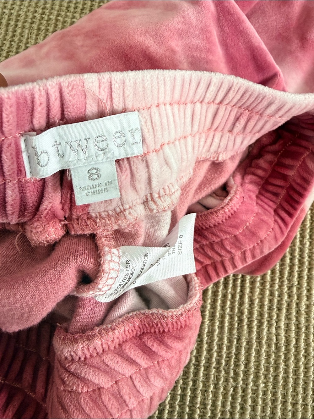 btween Pink Tie-Dye Velour Hoodie with Lace-Up Shoulders - Picture 3 of 4